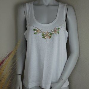 White Tank Top With Beads